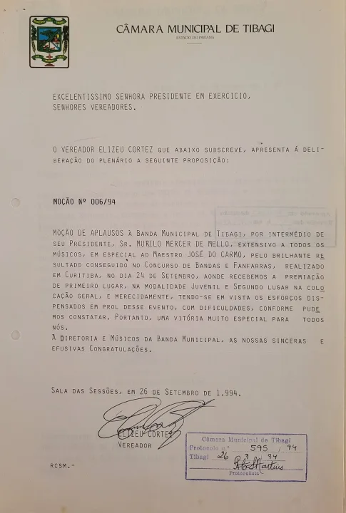Paraná — Câmara Municipal de Tibagi (PR) – Mesa Diretora ou Vereador proponente (emissor da moção, aprovada por unanimidade ou ma / Wikimedia Commons / Public domain