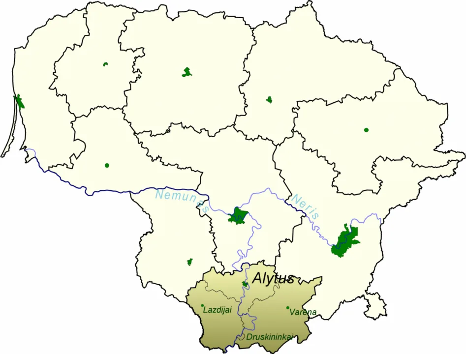 Alytaus apskritis — Knutux at Lithuanian Wikipedia / Wikimedia Commons / Public domain