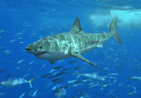 Great white shark — Pterantula (Terry Goss) at en.wikipedia / Wikimedia Commons / CC BY 2.5
