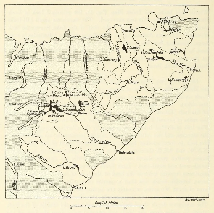 River Brora — Map is marked "Bartholomew" presumably referring to John George Bartholomew (1860–1920) or his company. Authorship possi / Wikimedia Commons / Public domain
